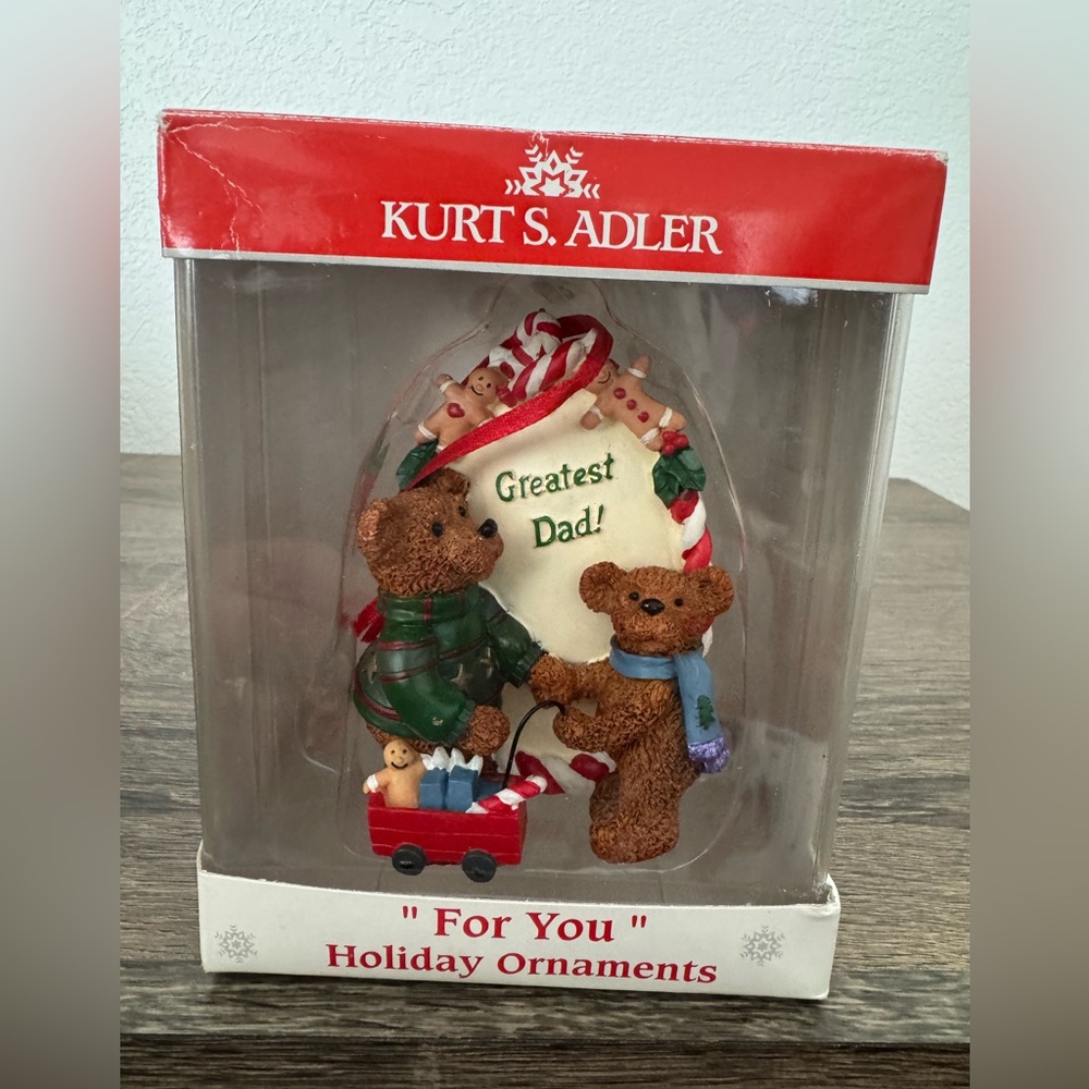 Greatest Dad!" bear holiday ornament, part of the "For You" collection.
